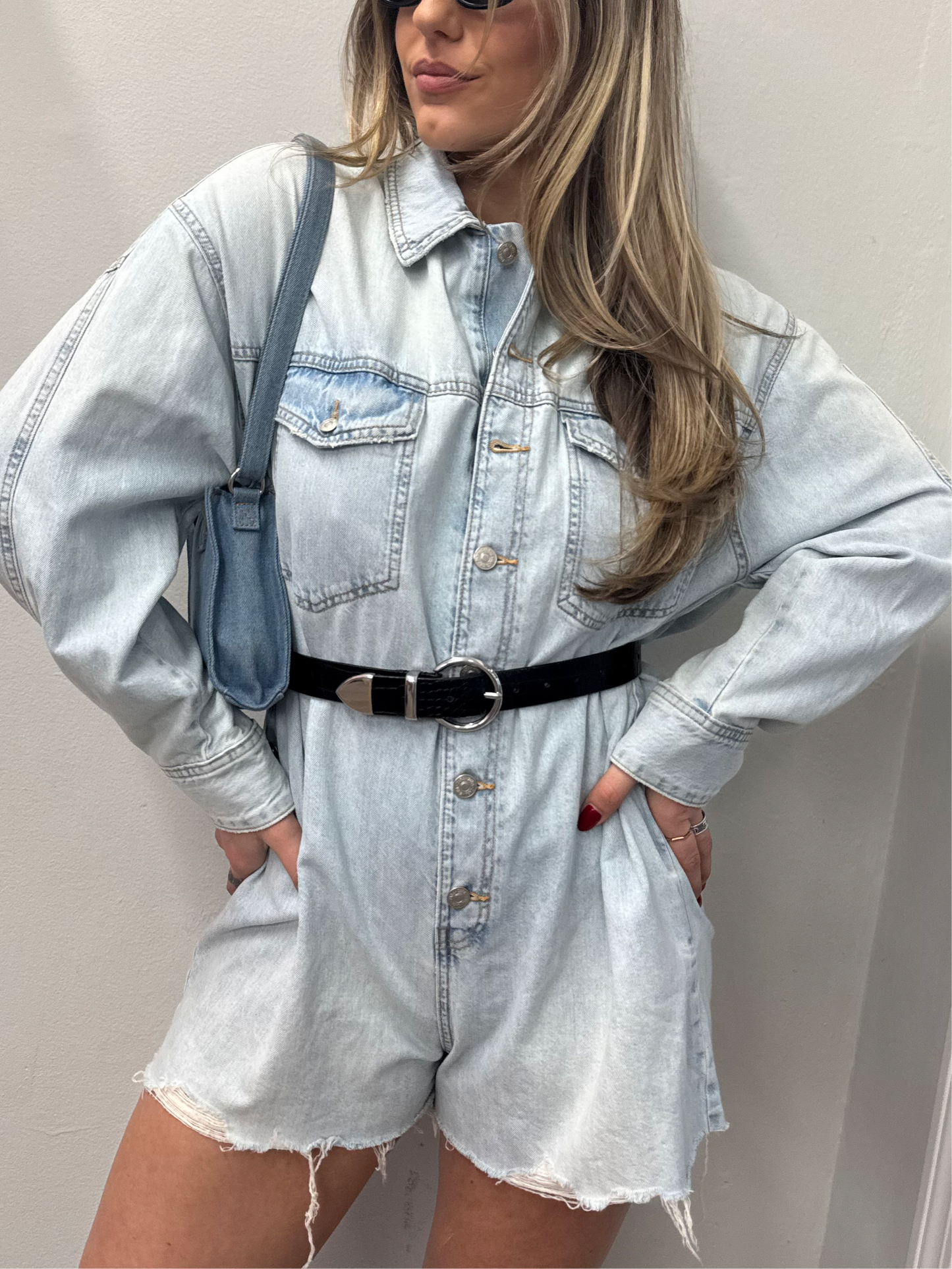 ZARA Denim Longsleeve Romper