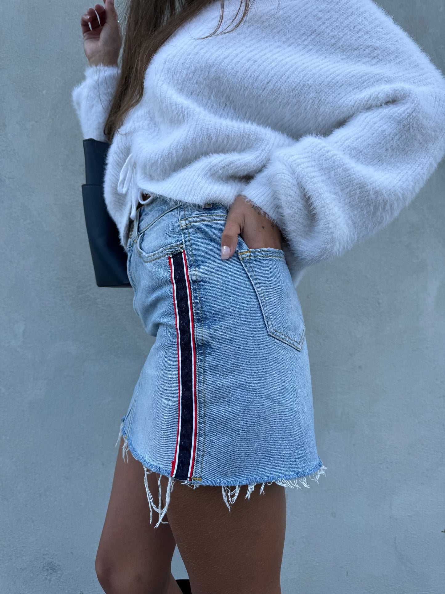 Zara Denim Mini with Stripe Detail