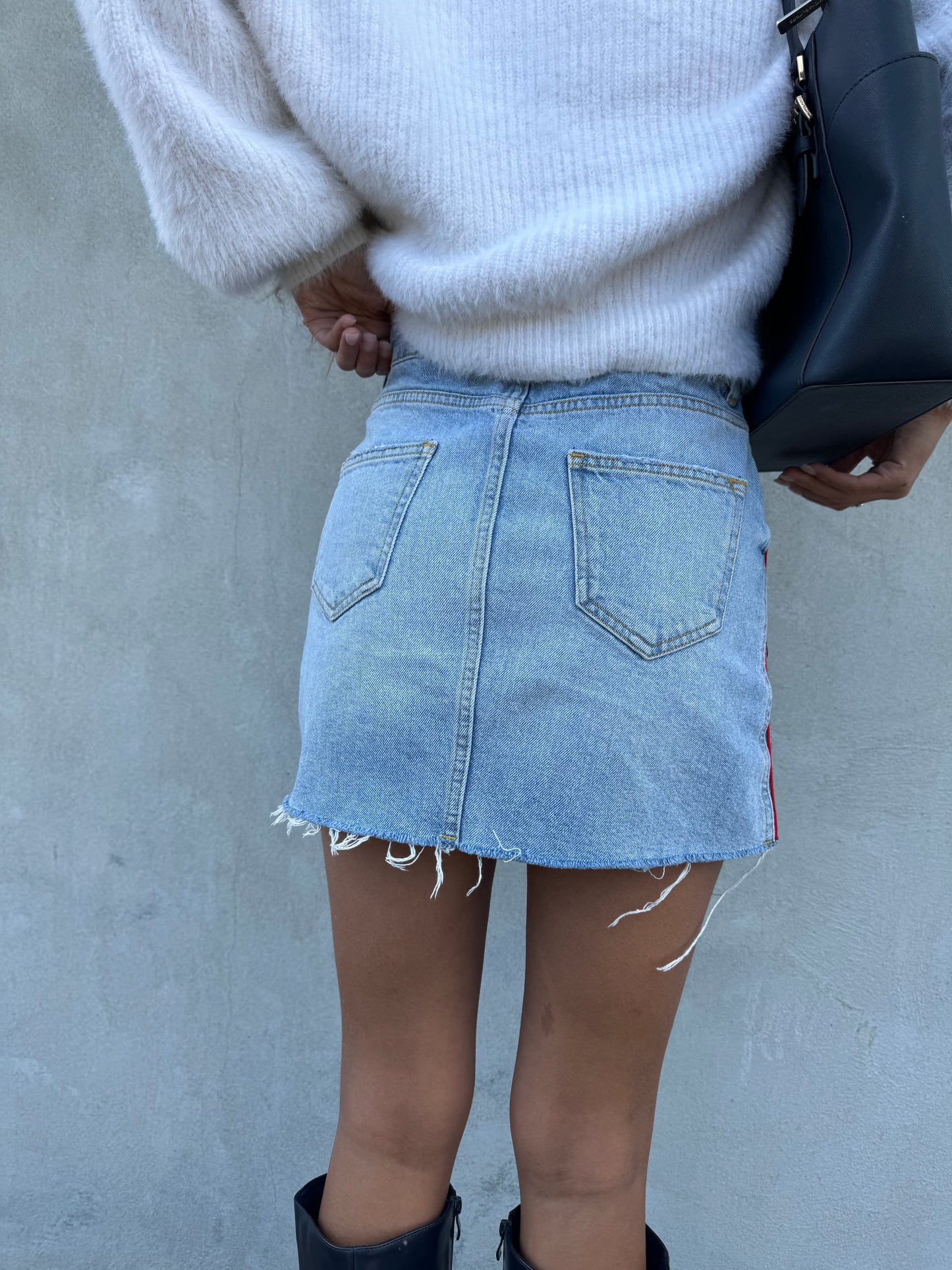 Zara Denim Mini with Stripe Detail