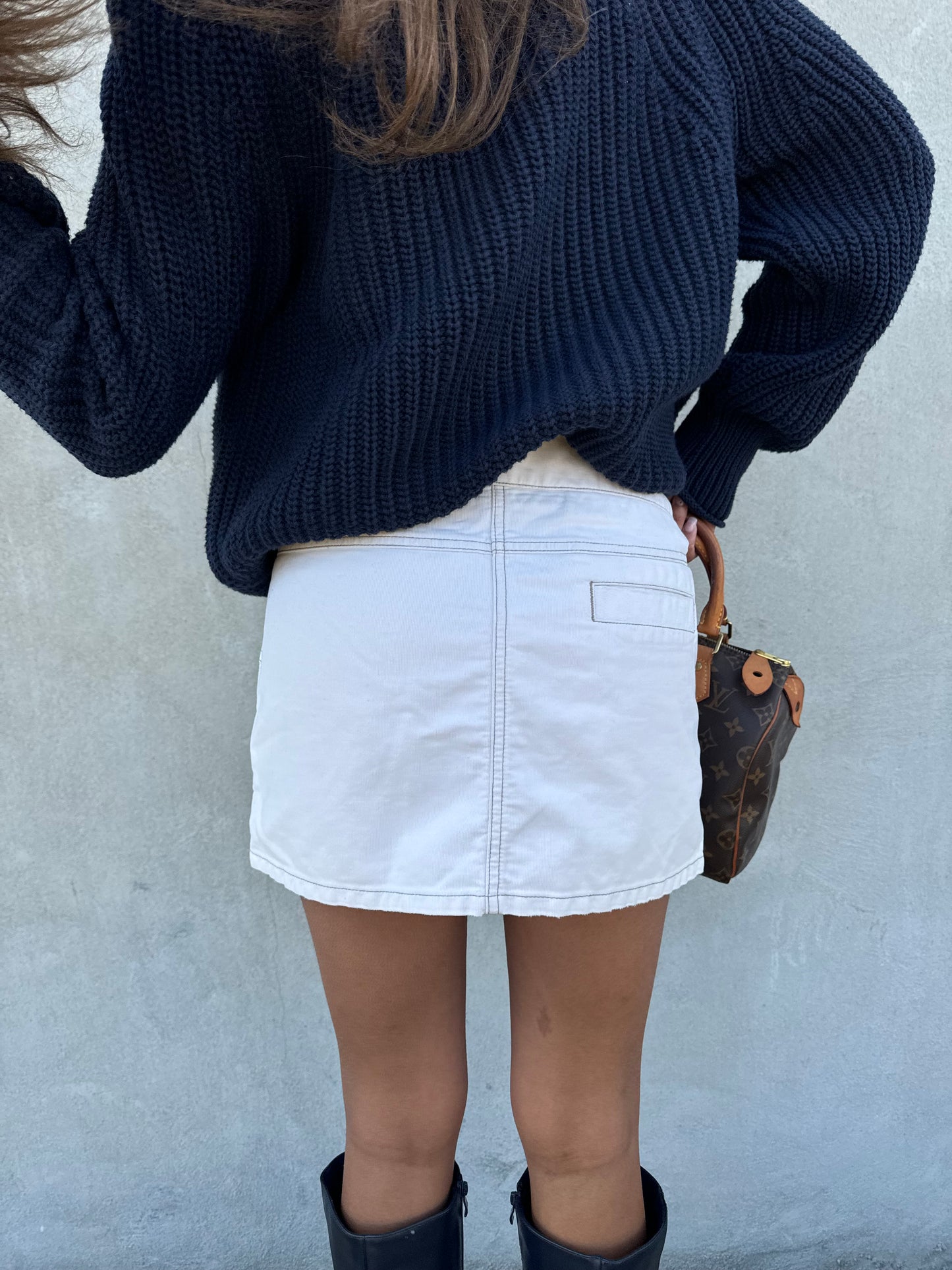 American Eagle Denim Mini in Creme