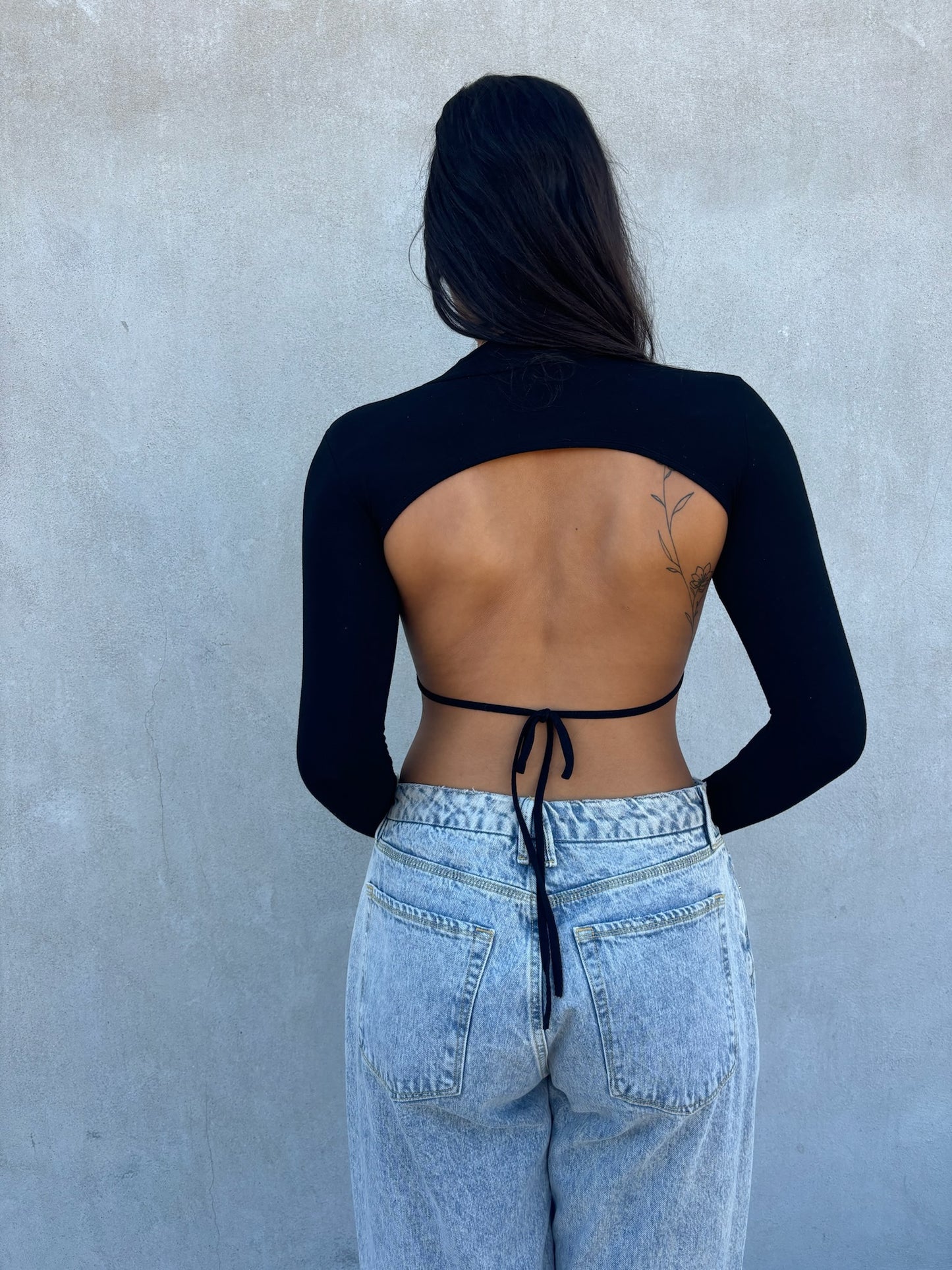 Open-back long sleeve top