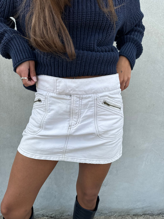 American Eagle Denim Mini in Creme